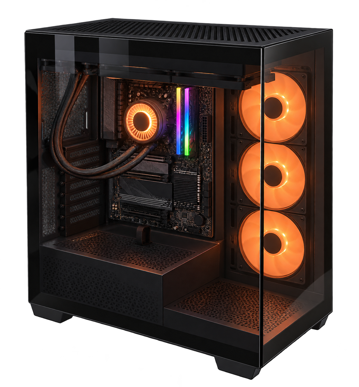 Illustration of the MutaSpace PC. Numbered buttons identify its seven hardware components.